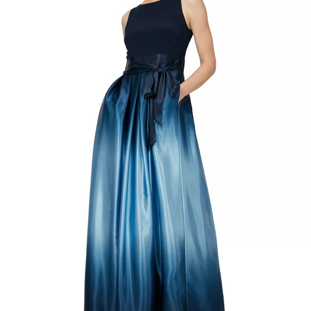SL Fashions Navy Ombre Satin Gown